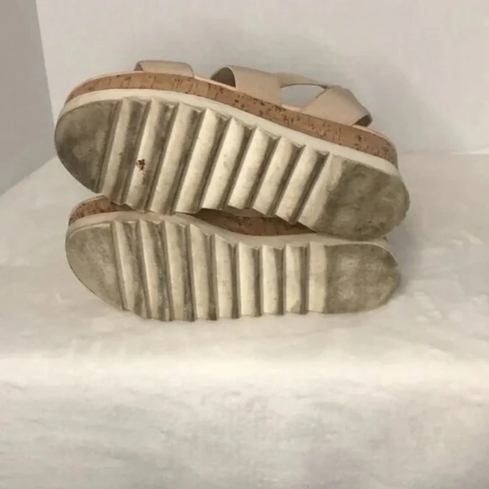 MADDEN GIRL Bandi Elastic Cork Wedge Platform Sandal‎ Beige Women's Size 7M